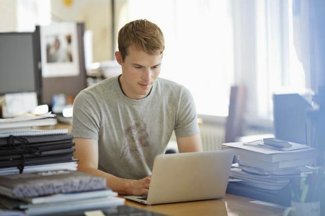 man studying